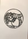Buckley's Brewery. Bard. Original A4 linocut print. Limited and Signed. Art.