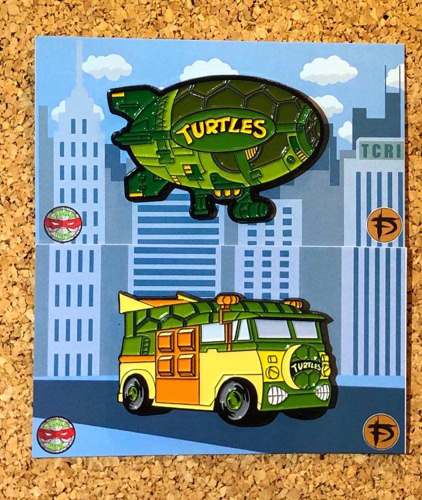 Image of TMNT_Wiz Van & Blimp 2” Enamel Pin Pack *5 OPTIONS*