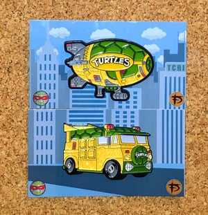 Image of TMNT_Wiz Van & Blimp 2” Enamel Pin Pack *5 OPTIONS*