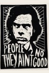 Nick Cave. Hand Made. Original A4 linocut print. Limited and Signed. Art.