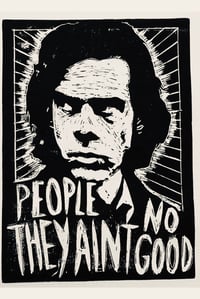 Image 1 of Nick Cave. Hand Made. Original A4 linocut print. Limited and Signed. Art.