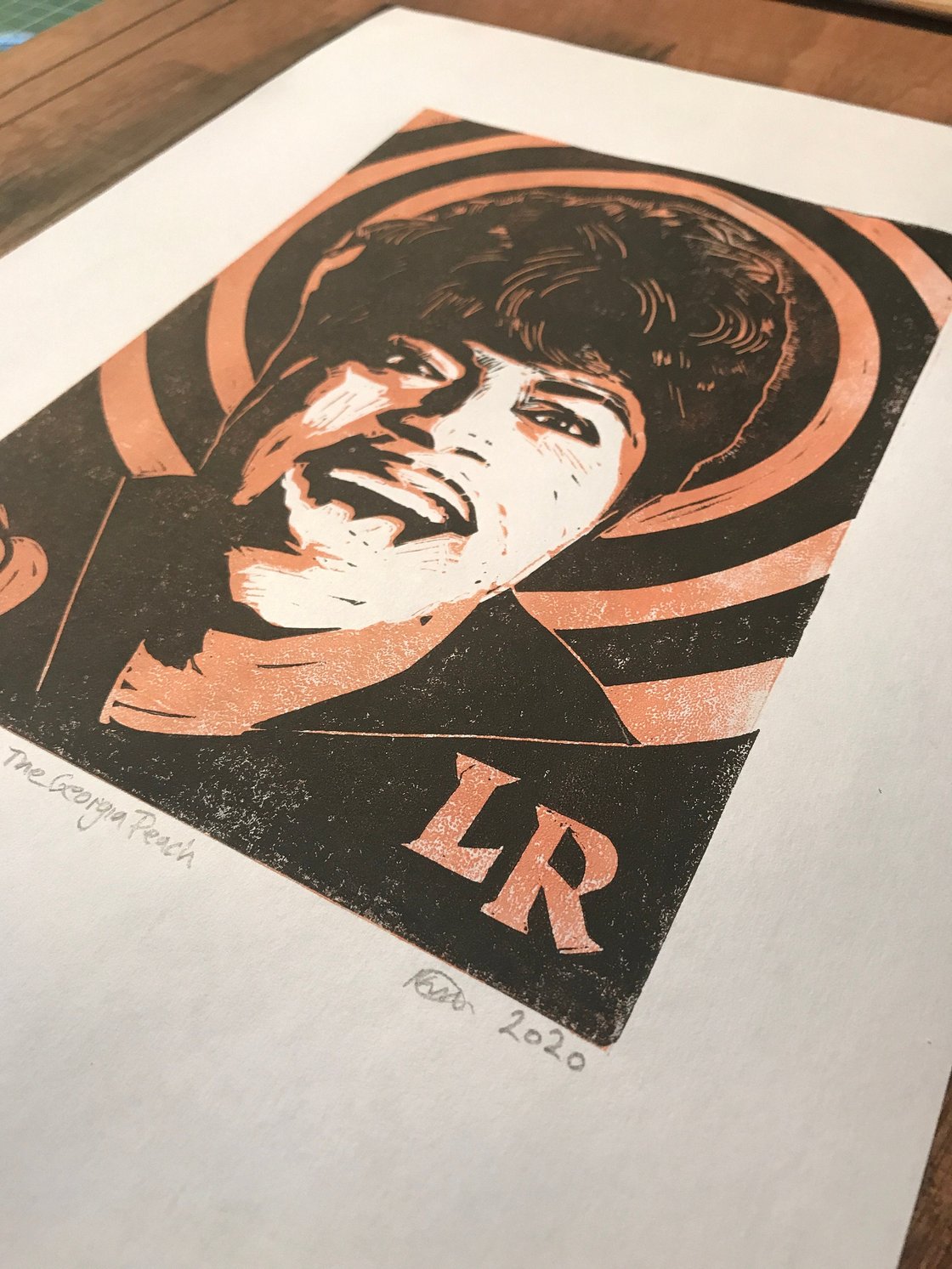 Image of Little Richard. Hand Made. Original A4 linocut print. Limited/signed.