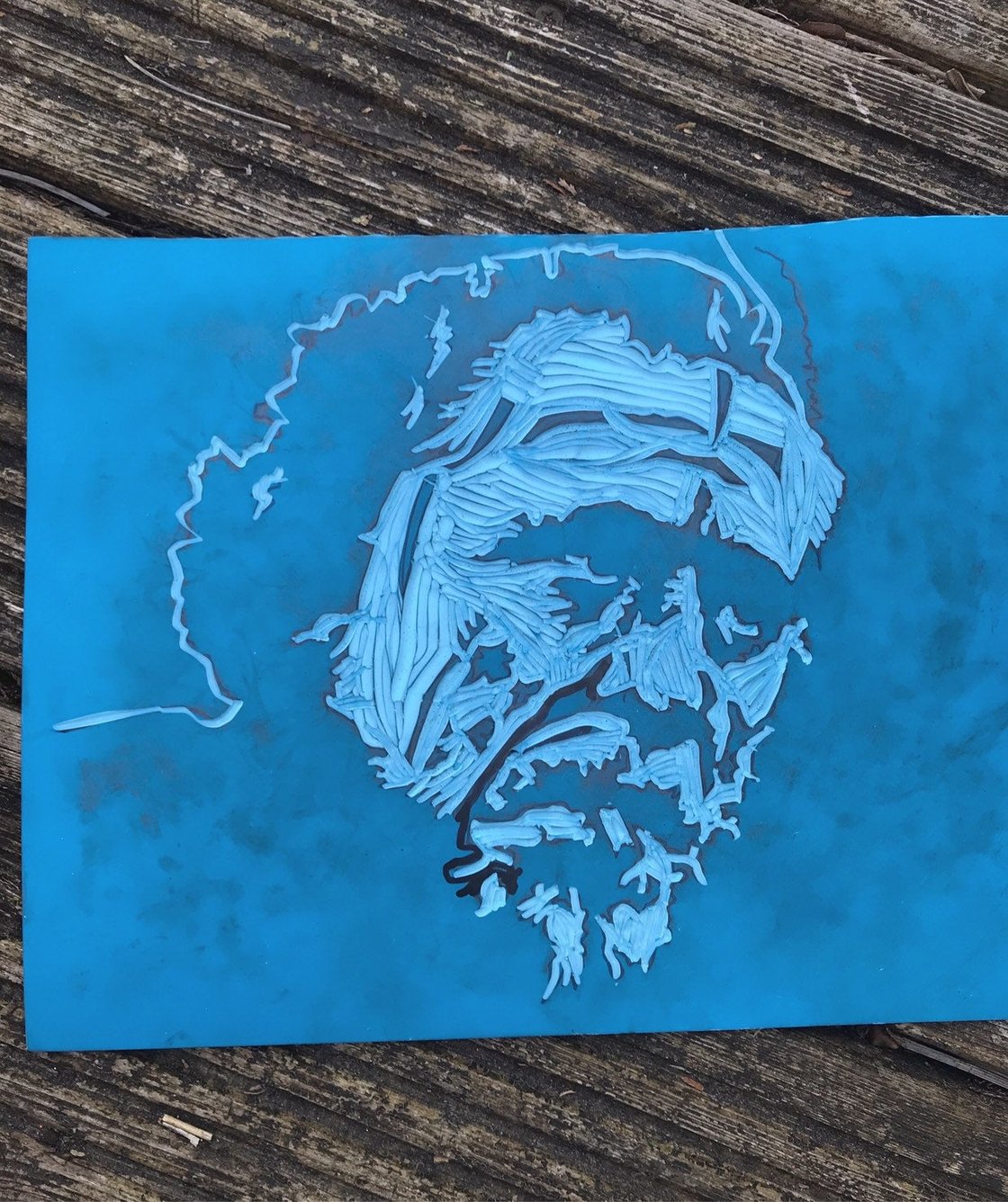 Image of Charles Bukowski - Love is a Dog from Hell. Handmade Linocut print on acid free paper.