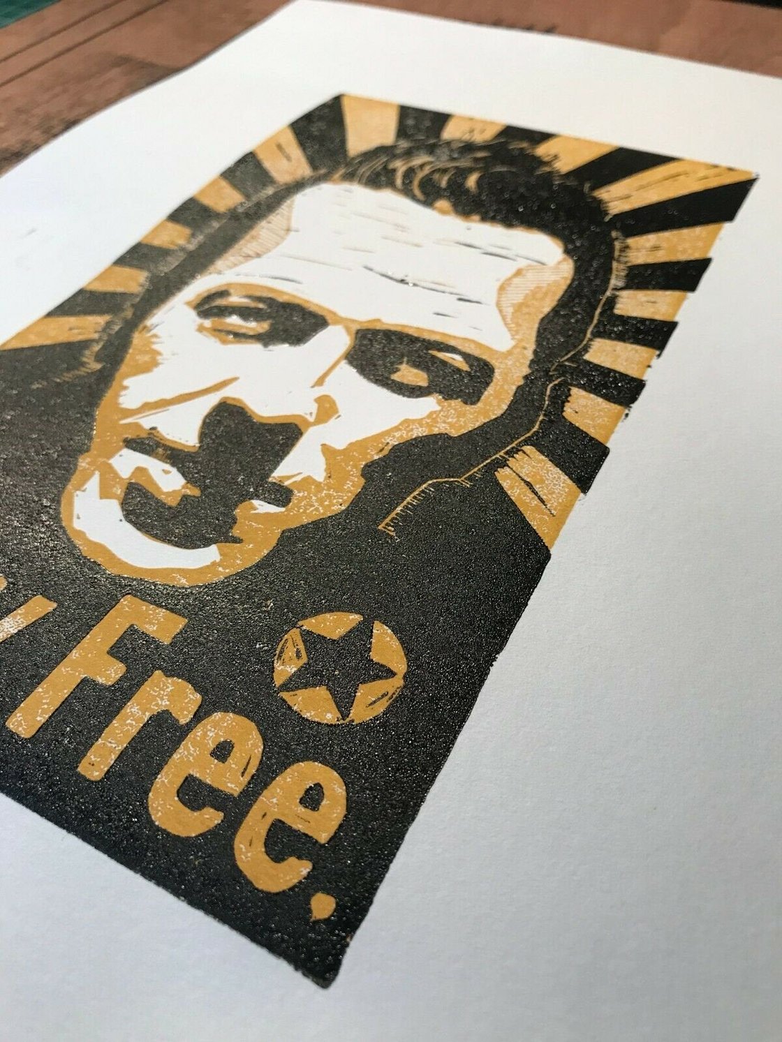 Image of Joe Strummer. The Clash. Hand Made. Original A4 linocut print. Limited/signed.