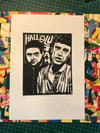 Happy Mondays. Shaun &amp; Bez. Hand Made. Original A4 linocut print. Limited and Signed. Art.