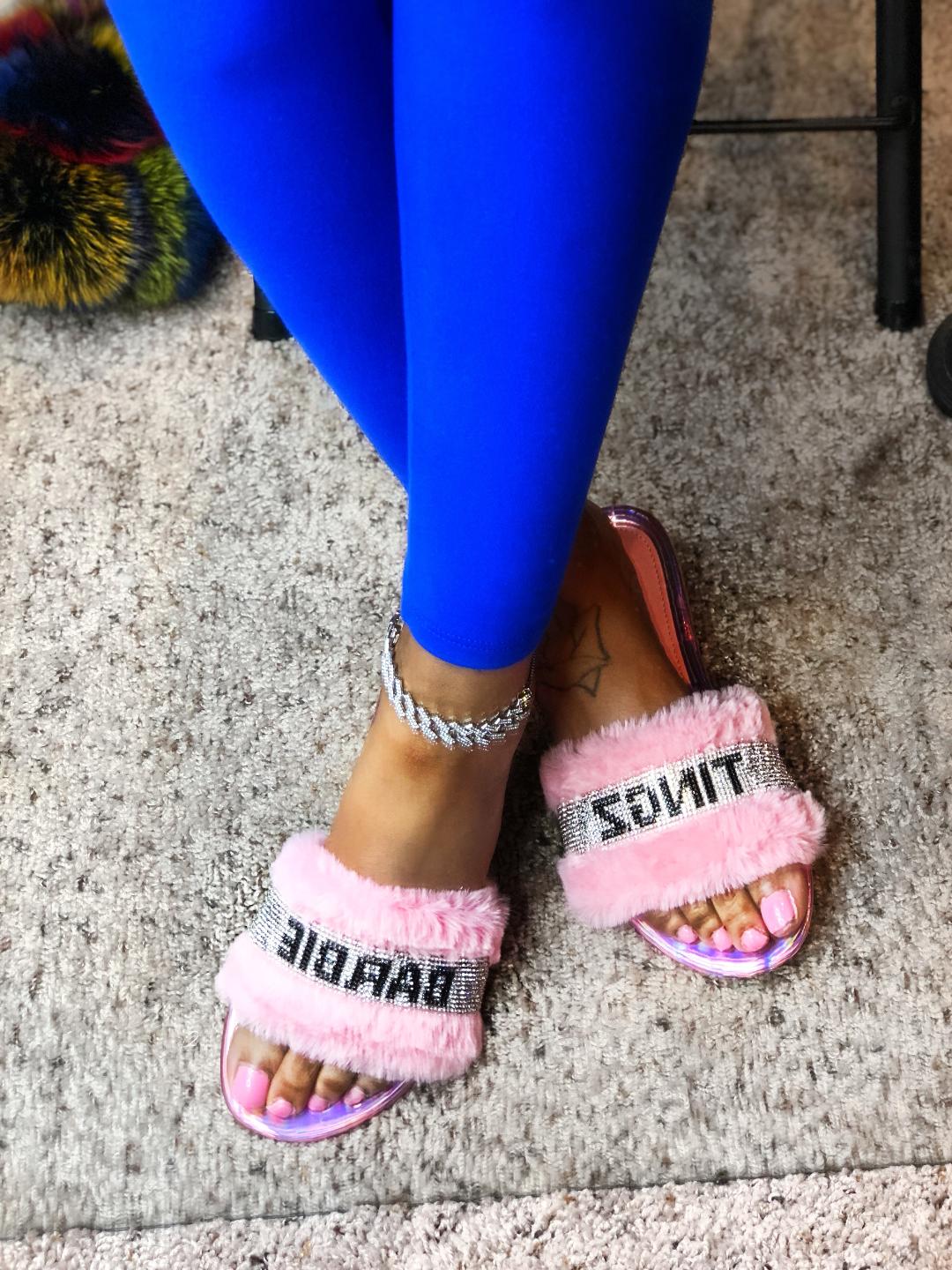 barbie tingz fur slides