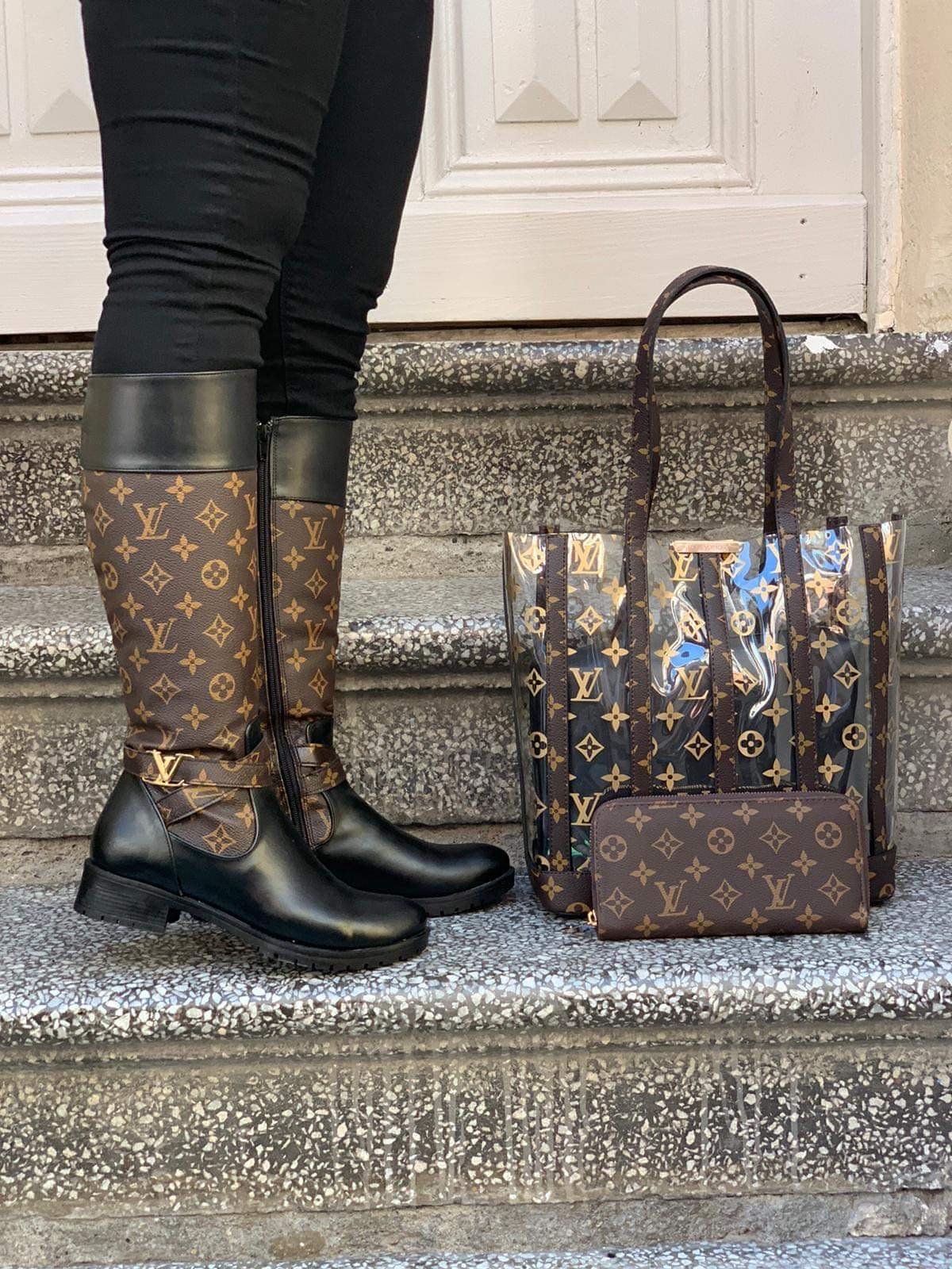 brown lv boots