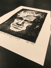 Image 3 of David Lynch. Negativity is the Enemy of Creativity. Twin Peaks. Hand Made. Original A4 linocut print