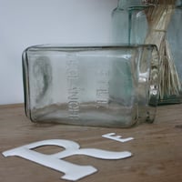 Image 3 of Bocaux anciens en verre bullé,  publicité Pile LECLANCHE.