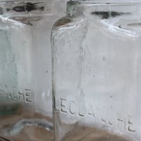 Image 4 of Bocaux anciens en verre bullé,  publicité Pile LECLANCHE.