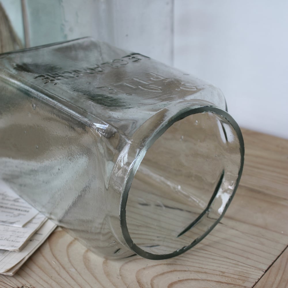 Image of Bocaux anciens en verre bullé,  publicité Pile LECLANCHE.