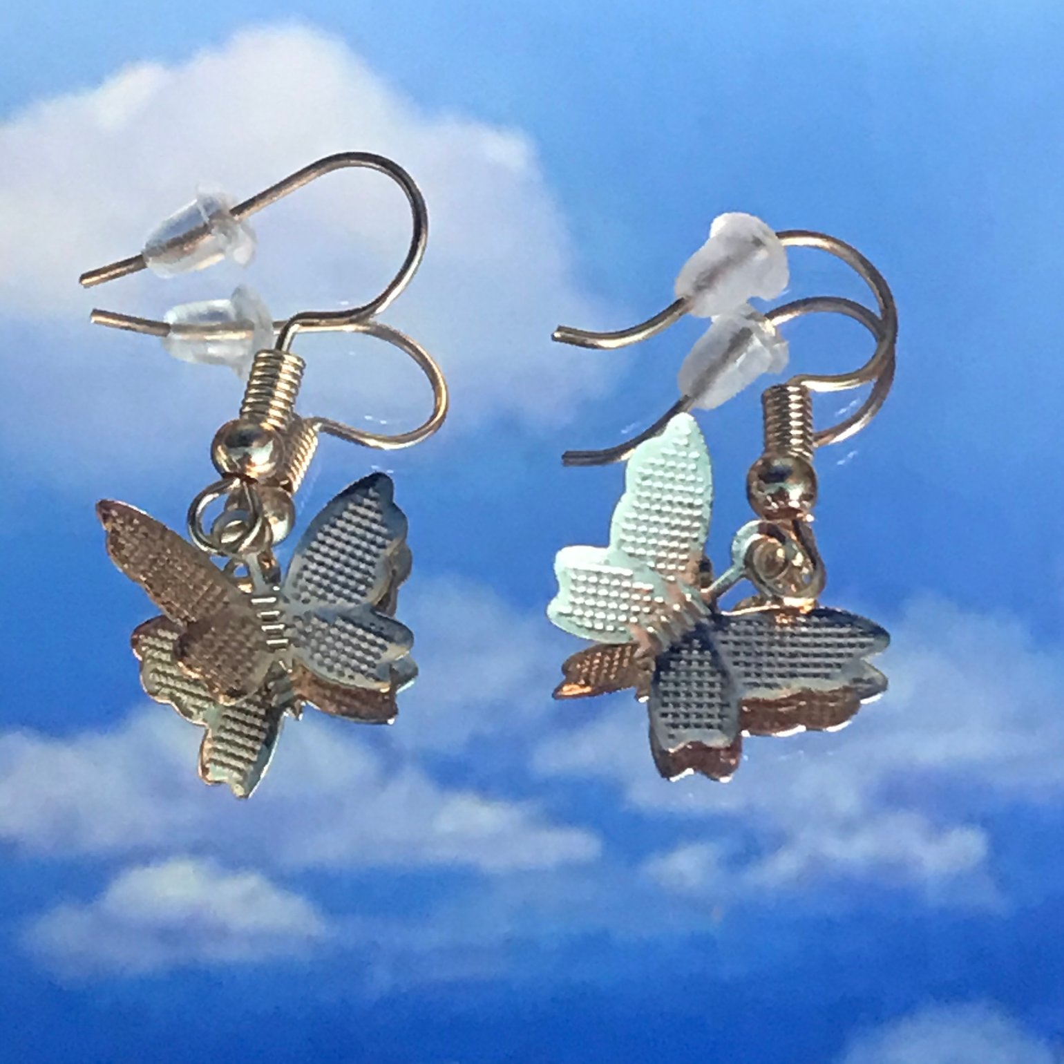 Image of Gold butterfly hook earrings