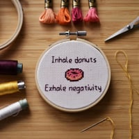 Image 1 of Donut worry - embroidered hoop