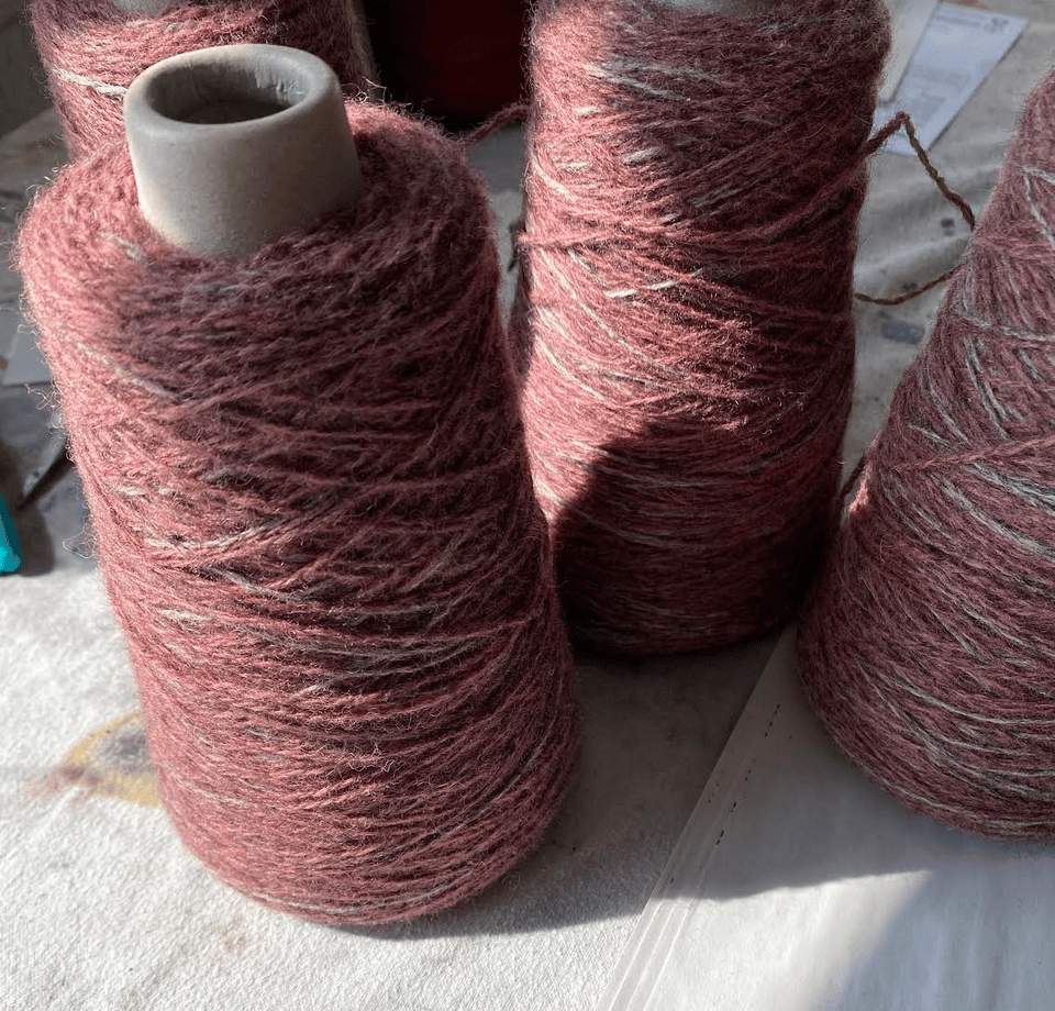 Image of 110-139g Plum/Grey Naturally Dyed, Regeneratively Farmed British Shetland/Romney Lambswool