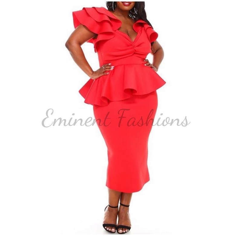 Image of Red Peplum Dress