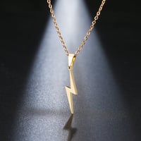 Image 3 of Stainless Steel Lightning Bolt Necklace (Silver or Gold)