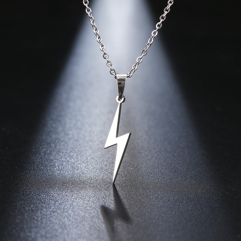 Stainless Steel Lightning Bolt Necklace Silver Or Gold Bowiegallery 9062