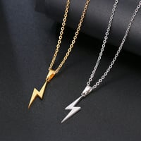 Image 1 of Stainless Steel Lightning Bolt Necklace (Silver or Gold)