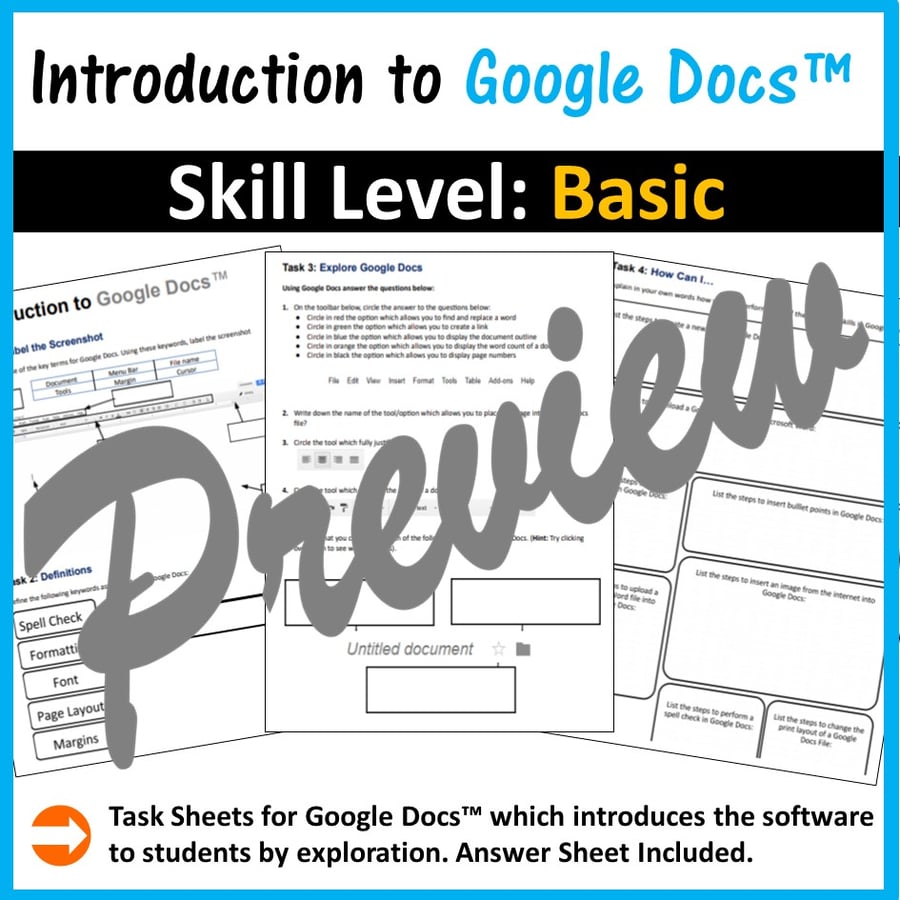 Image of Beginners Skills & Activities Resources for Google Docs™ (Distance Learning)