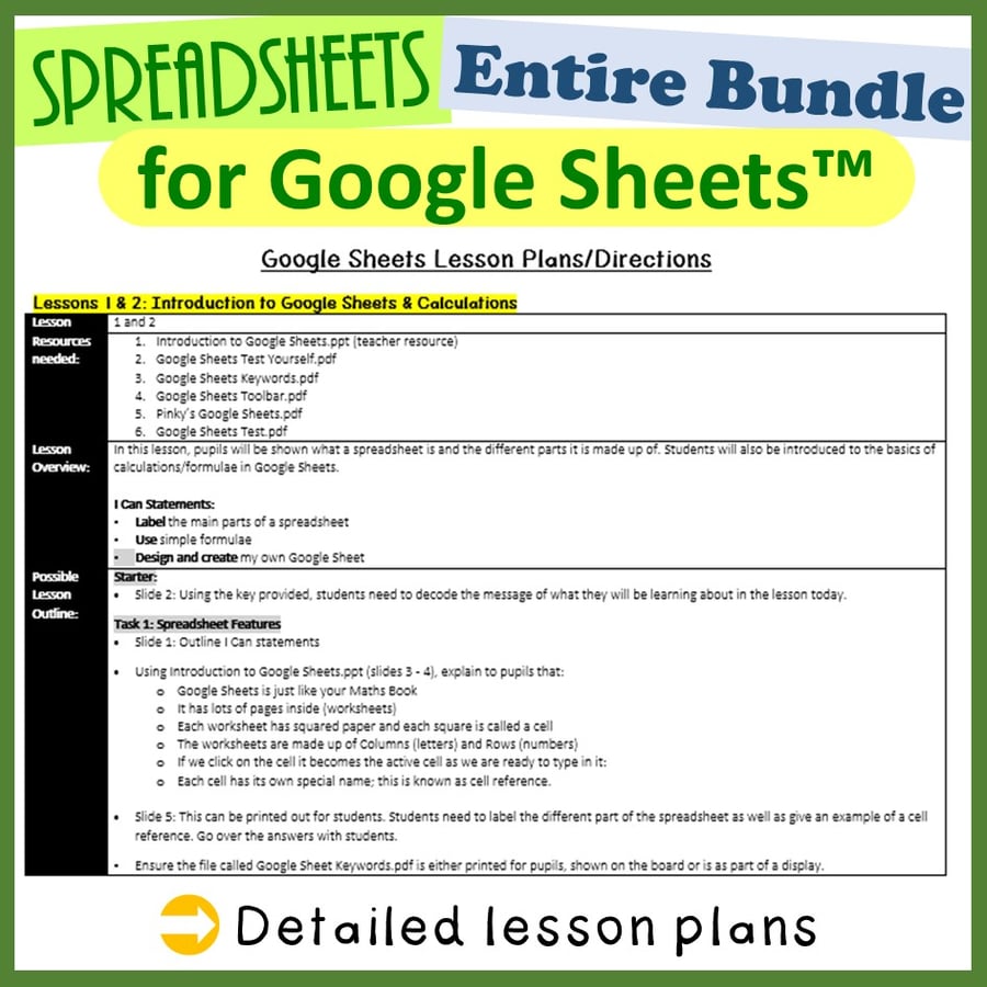 Image of KS3 Lesson Plans for Google Sheets™ Distance Learning