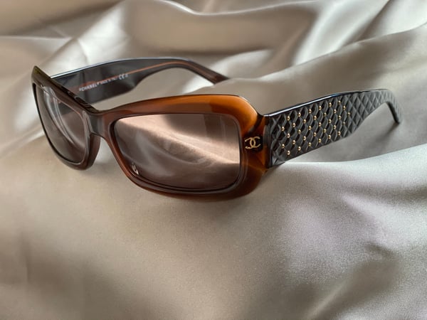 Image of Chanel Brown Quilted Sunglasses 