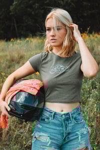 Image 1 of Motostine Race Crop Tee - Heather Olive