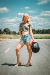 Image 2 of Motostine Race Crop Tee - Heather Olive