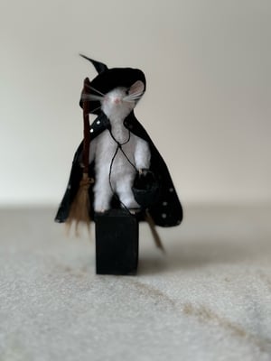 Image of Samantha the witch mouse faux taxidermy