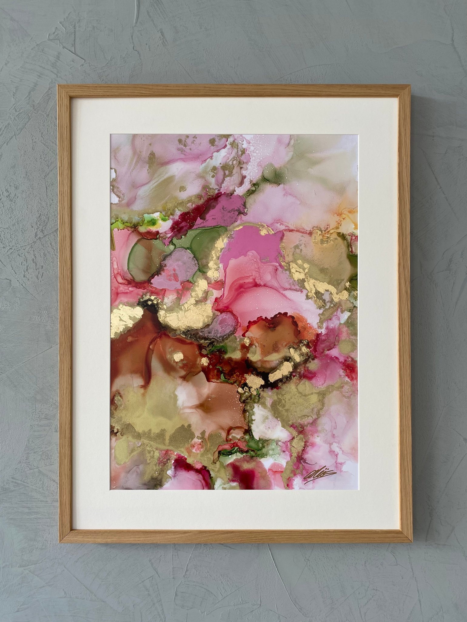 Image of ‘Peony’ ~ Print with gold foil. Medium & Large 
