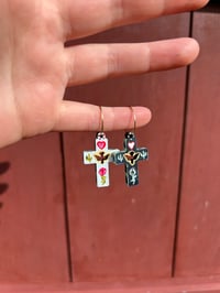Image 1 of ‘Rose of The Desert’ Comfort Cross Painted Earrings I