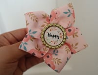 “Happy” Pink Floral Kanzashi