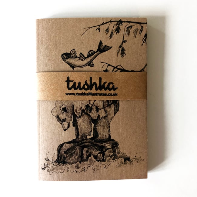 Bear & salmon and Bird in flight A6 Notebooks