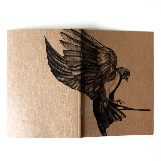 Bear & salmon and Bird in flight A6 Notebooks