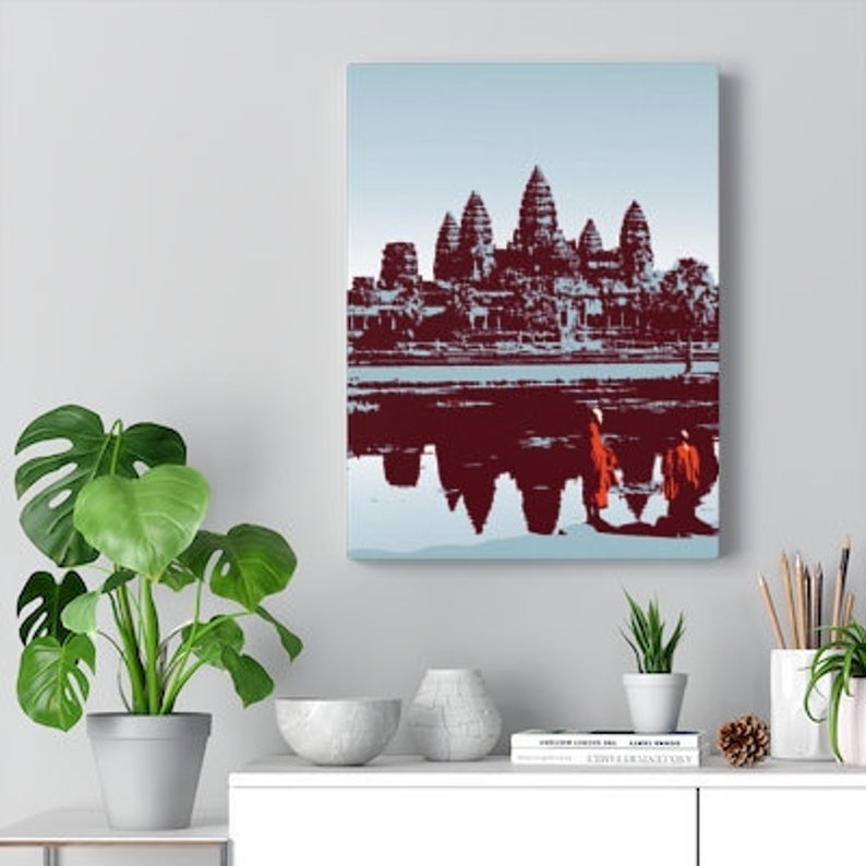 Image of Cambodia Angkor Wat Canvas Gallery Wraps 12"x16" Blue