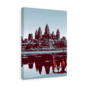 Image of Cambodia Angkor Wat Canvas Gallery Wraps 12"x16" Blue