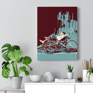 Image of Myanmar Yangon Trishaw Nap Time Canvas Gallery Wraps 12x16 inches