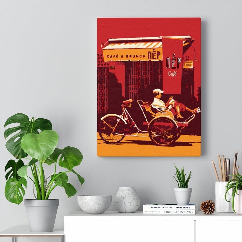 Image of Vietnam Trishaw Nap Time Cafe and Brunch Canvas Gallery Wraps 12x16 inches