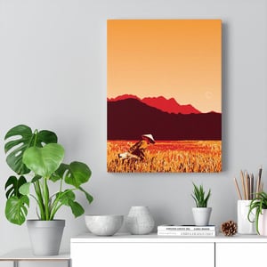 Image of Vintage poster Vietnam Hue rice field Canvas Gallery Wraps 12x16 inches