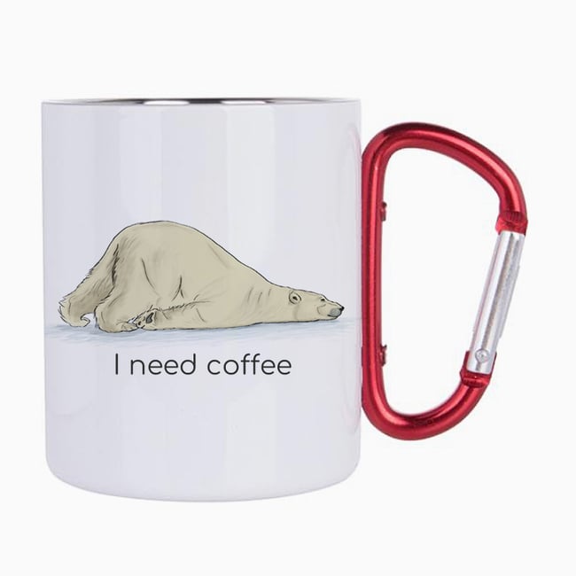 Polar Bear Need Coffee Carabiner Steel Mug