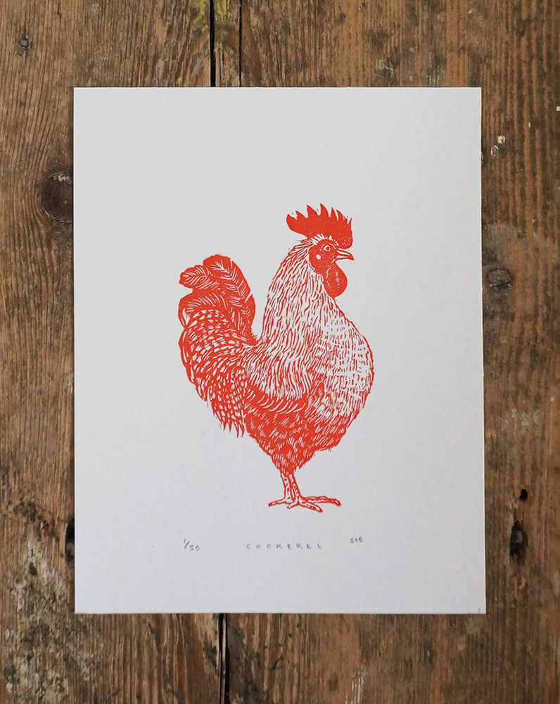 Image of Cockerel - Linocut