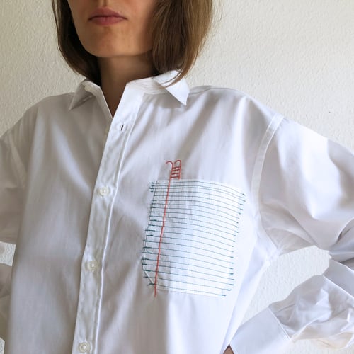 Image of The pool of the words unsaid - hand embroidered 100% cotton shirt, unisex design