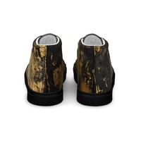 Image 4 of Black and Gold Tattered Textured Look Goth Women’s high top canvas shoes