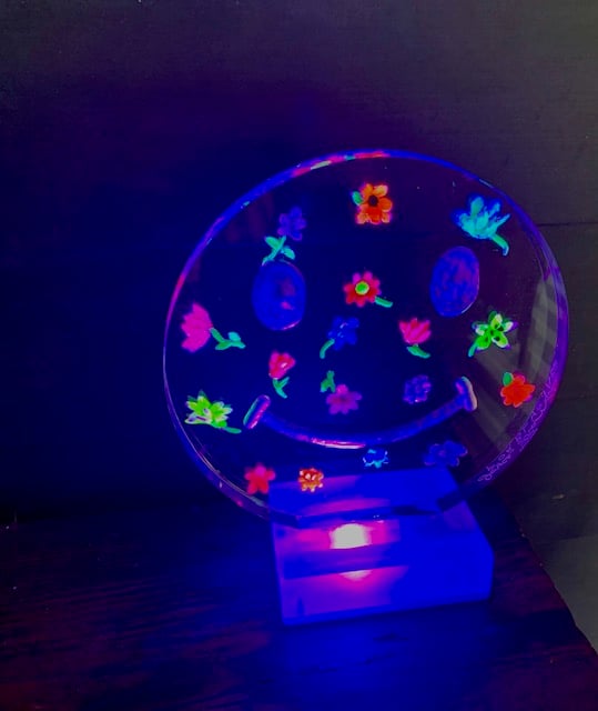 Image of NEW Smiley Lucite Lamp with small painted flowers! 
