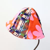 Image 3 of plaid flower power bold tween teen adult vintage fabric six panel bucket hat buckethat