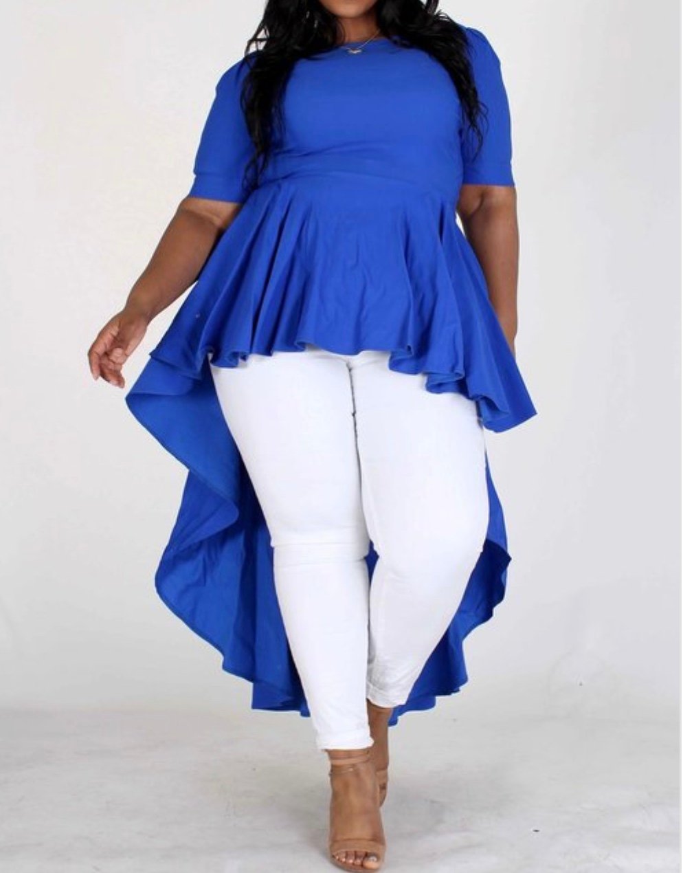 plus size hi low peplum top