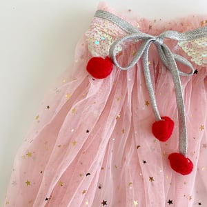 Image of Valentine’s Magic Cape - Stars with Iridescent Collar and Red Poms