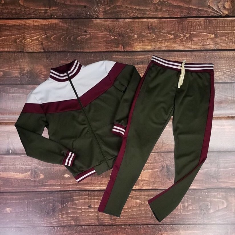 Image of Men’s Burgundy and GreenTracksuit 