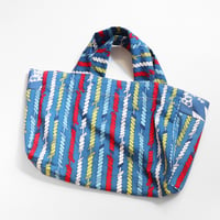 Image 2 of nautical ropes blue red lightweight vintage fabric tote totebag bag courtneycourtney 