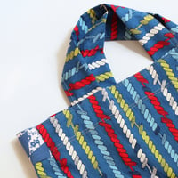 Image 3 of nautical ropes blue red lightweight vintage fabric tote totebag bag courtneycourtney 