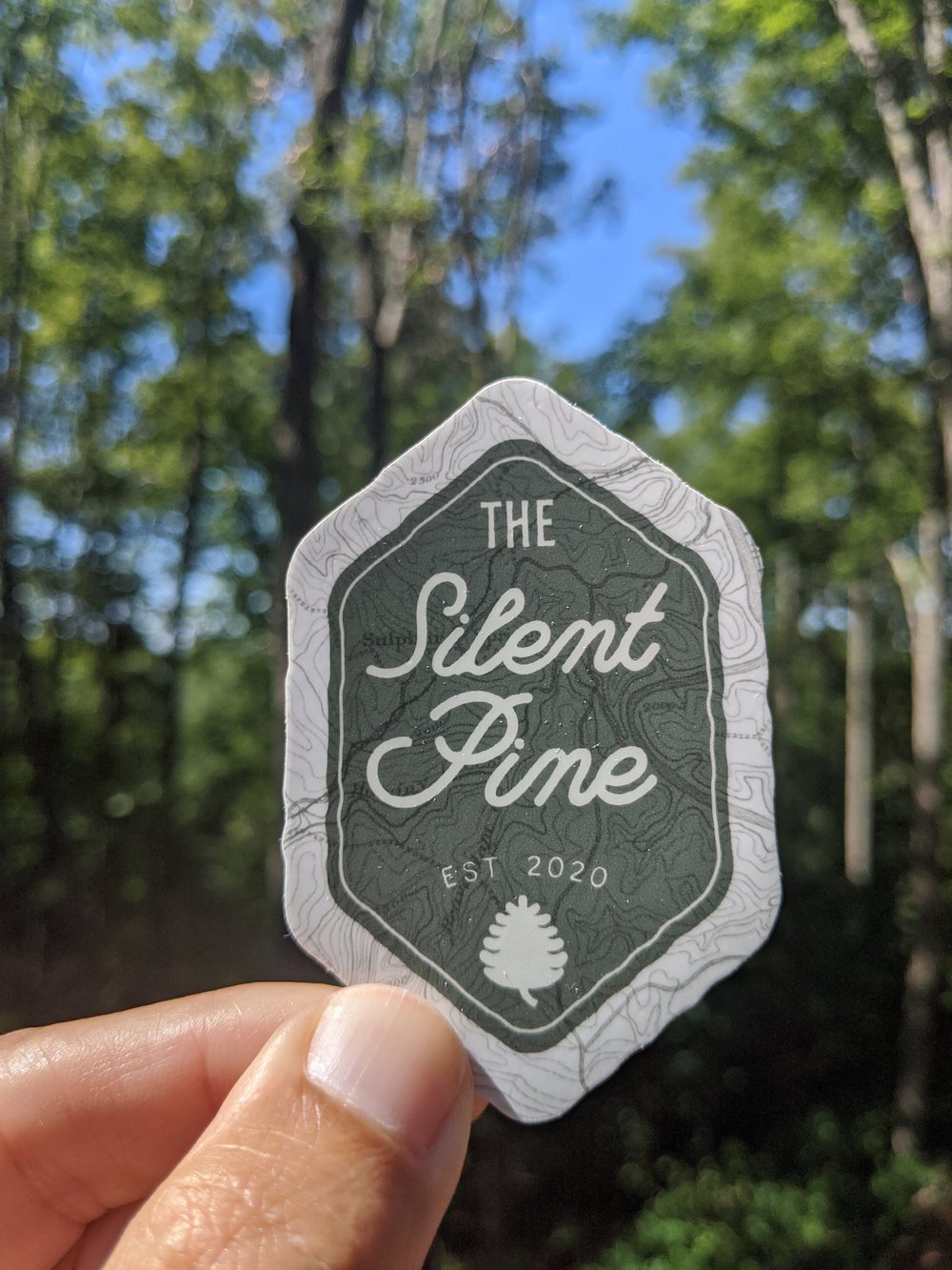 The Silent Pine Camping Badge Sticker